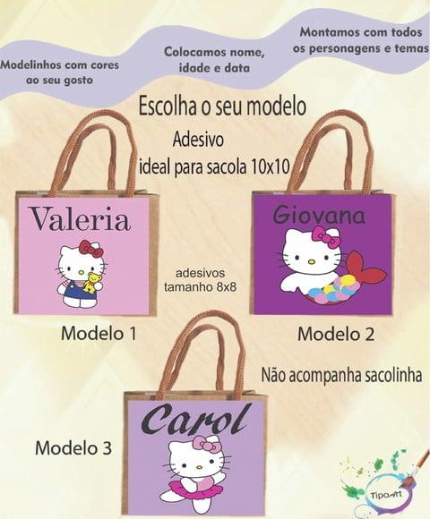 Adesivo 8x8 para Sacolinha-hello Kitty
