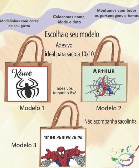 Adesivo 8x8 para Sacolinha-homem Aranha