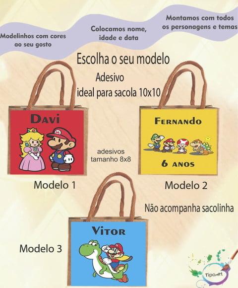 Adesivo 8x8 para Sacolinha-mario Bros
