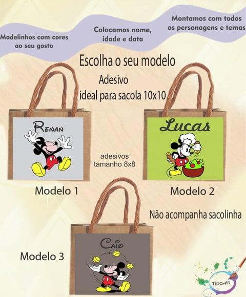 Adesivo 8x8 para Sacolinha-mickey