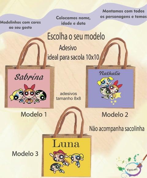Adesivo 8x8 para Sacolinha-meninas Super