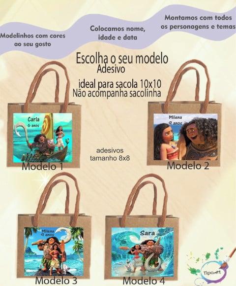 Adesivo 8x8 para Sacolinha-moana e Mauí