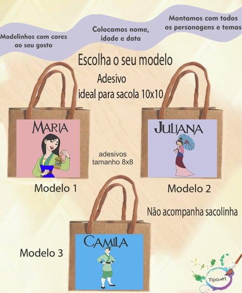 Adesivo 8x8 para Sacolinha-mulan