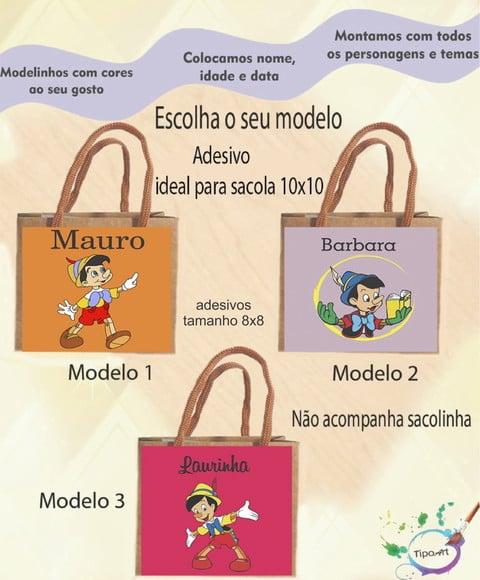 Adesivo 8x8 para Sacolinha-pinoquio