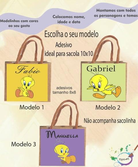 Adesivo 8x8 para Sacolinha-piu Piu