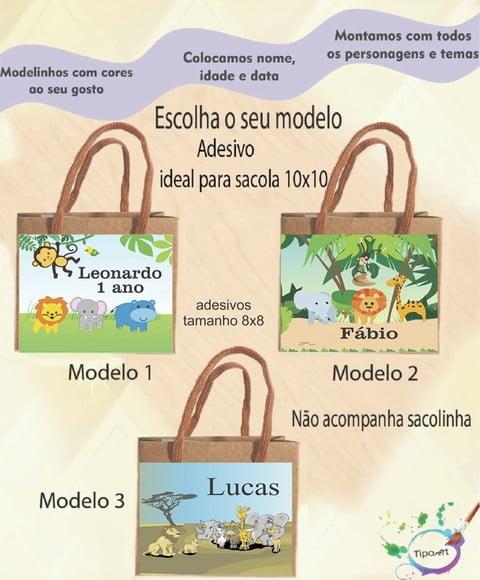 Adesivo 8x8 para Sacolinha-safari