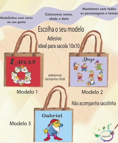 Adesivo 8x8 para Sacolinha-sete Anões