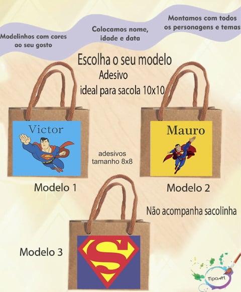 Adesivo 8x8 para Sacolinha-super Homem
