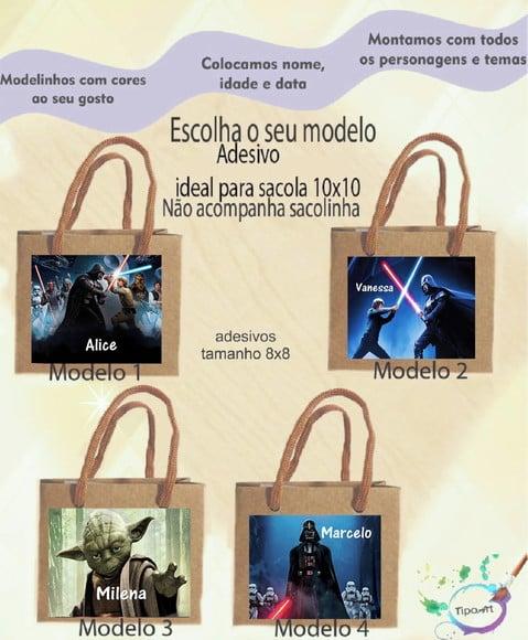 Adesivo 8x8 para Sacolinha-starwars