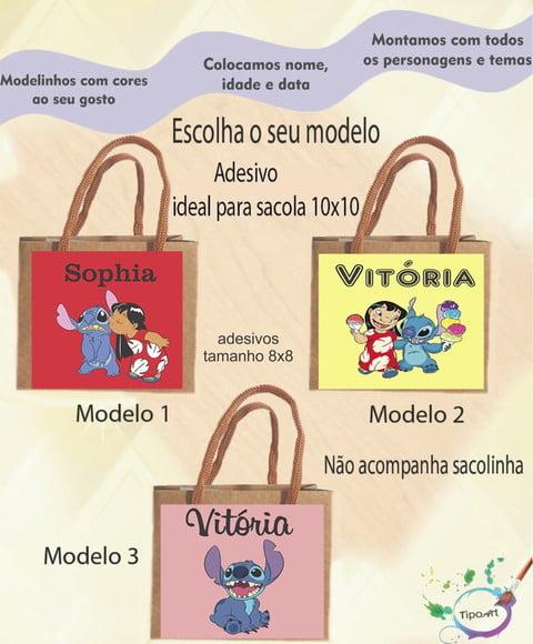 Adesivo 8x8 para Sacolinha-stitch e Lilo