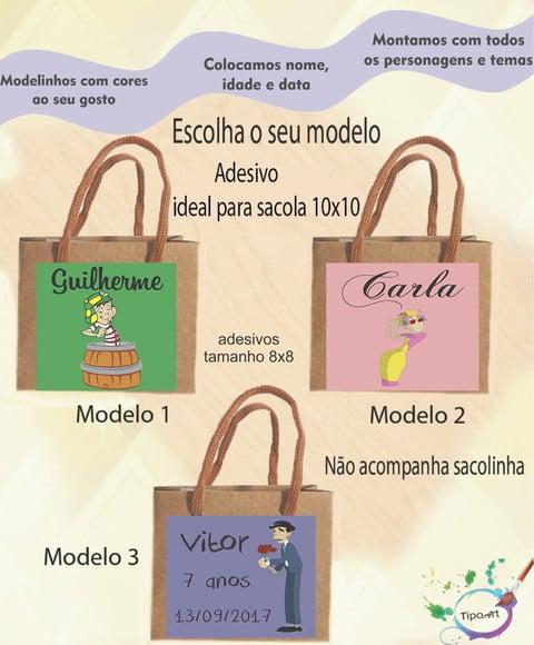 Adesivo 8x8 para Sacolinha-turma do Chaves