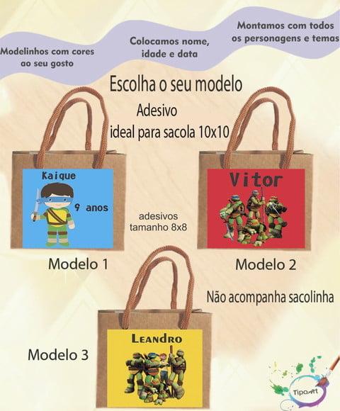 Adesivo 8x8 para Sacolinha-tartaruga Ninja
