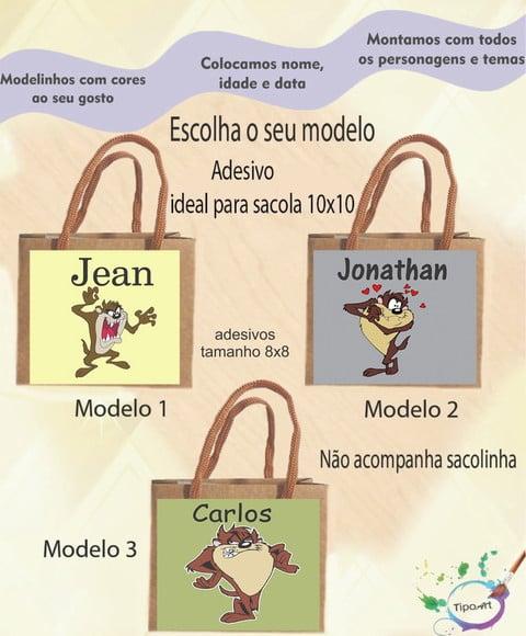 Adesivo 8x8 para Sacolinha-taz Mania