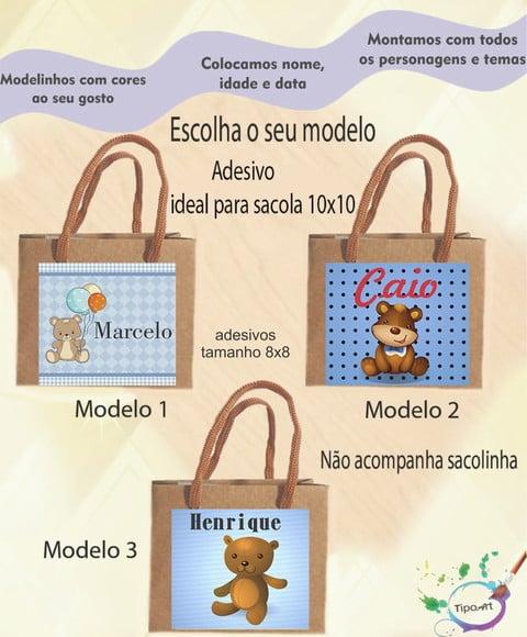 Adesivo 8x8 para Sacolinha-ursinho