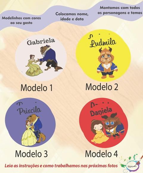 Adesivo 5 Cm-bela e a Fera