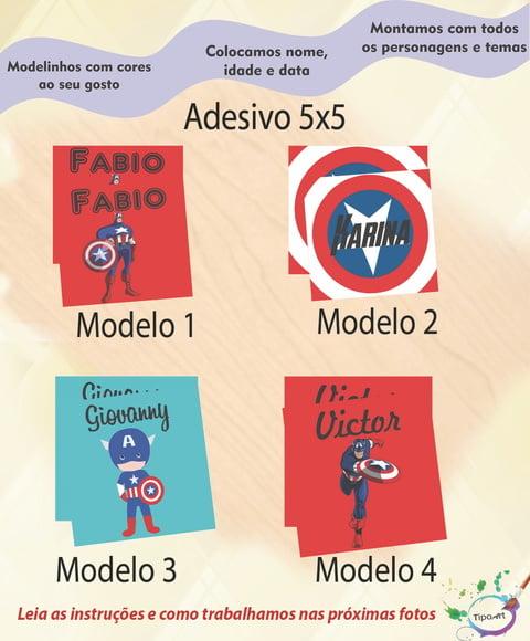 Adesivo 5x5 cm Quadradinho- Capitão America
