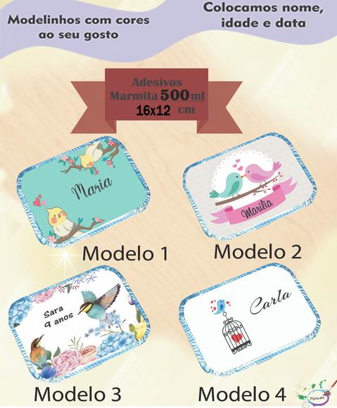 Adesivo Marmitinha 500 Ml-pássaros