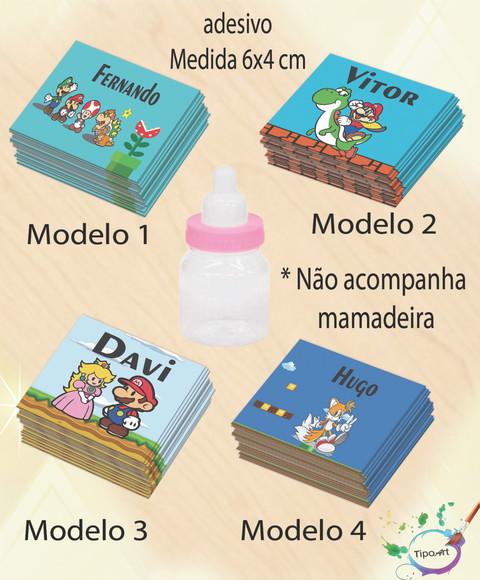 Adesivo Mini Mamadeira-mario Bros