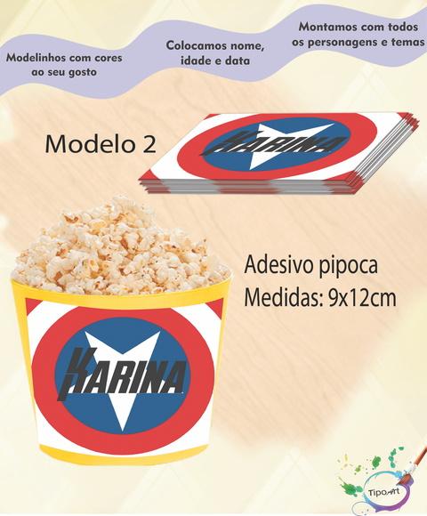 Adesivo p/ Balde Pipoca-capitão America