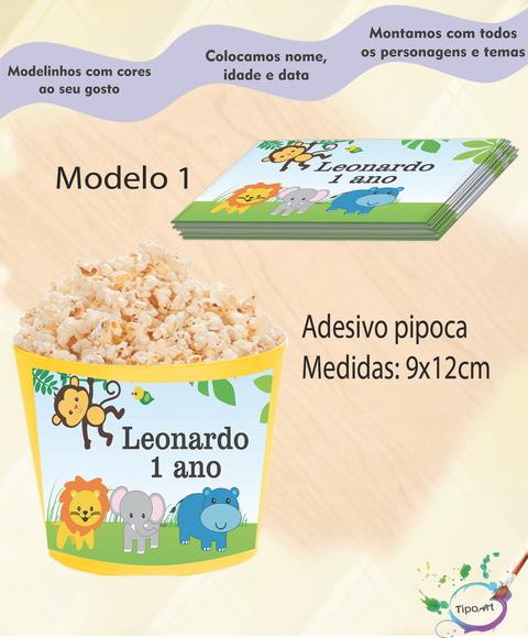 Adesivo p/ Balde Pipoca-safari