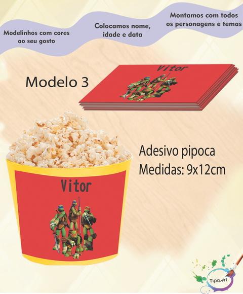 Adesivo p/ Balde Pipoca-tartaruga Ninja