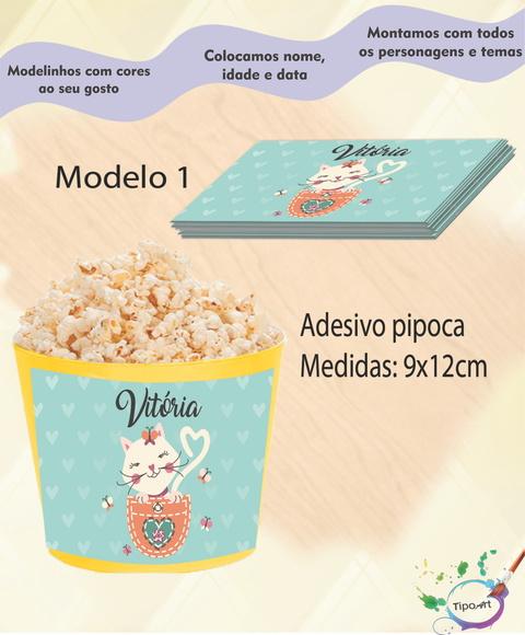 Adesivo P/balde de Pipoca-gatinho