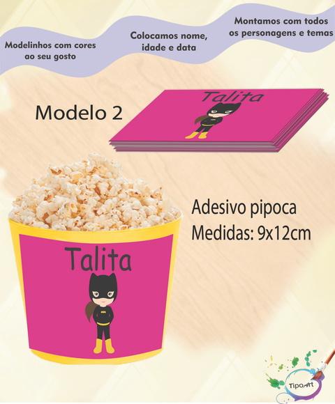 Adesivo P/balde Pipoca-mulher Gato