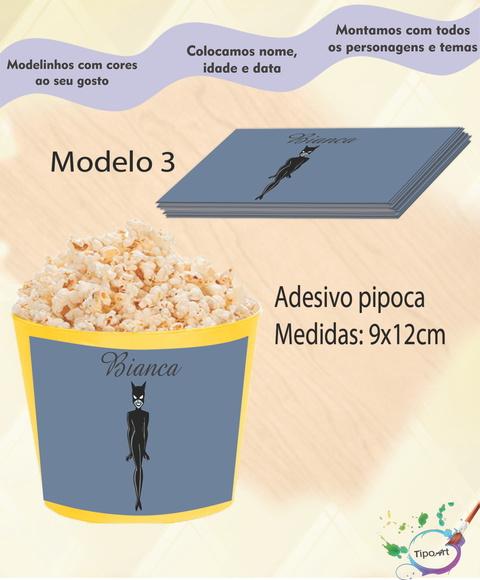 Adesivo P/balde Pipoca-mulher Gato