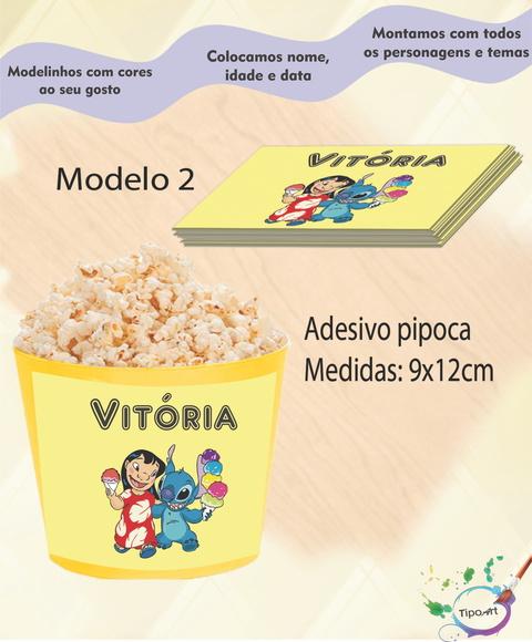 Adesivo P/balde Pipoca-stitch e Lilo