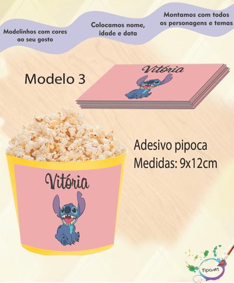 Adesivo P/balde Pipoca-stitch e Lilo