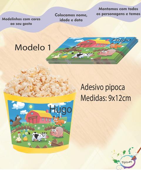 Adesivo para Balde de Pipoca-fazendinha