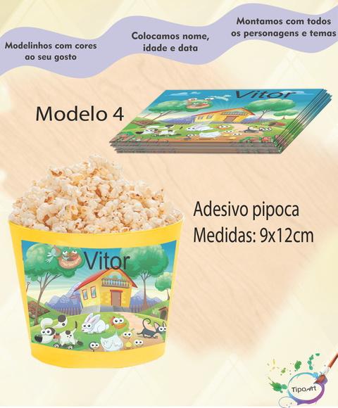 Adesivo para Balde de Pipoca-fazendinha