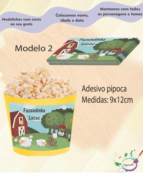 Adesivo para Balde de Pipoca-fazendinha