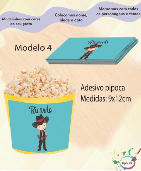 Adesivo para Balde de Pipoca-cowboy
