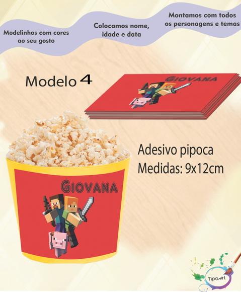 Adesivo para Balde de Pipoca-minecraft
