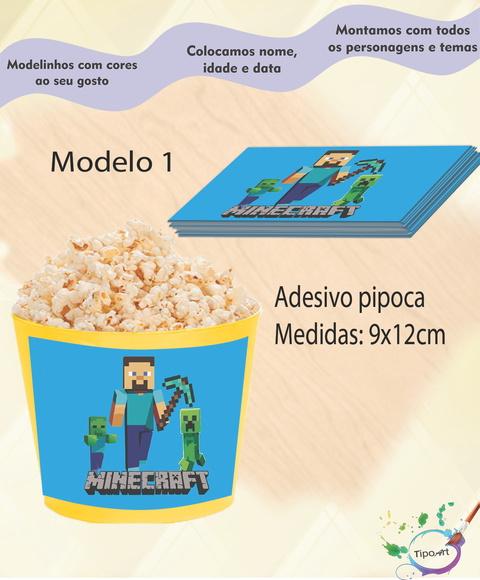 Adesivo para Balde de Pipoca-minecraft