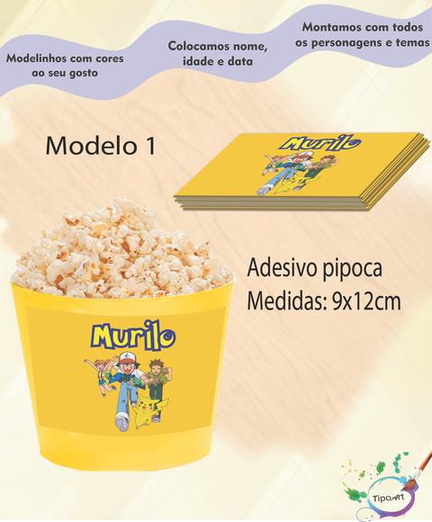 Adesivo para Balde de Pipoca-pokemon