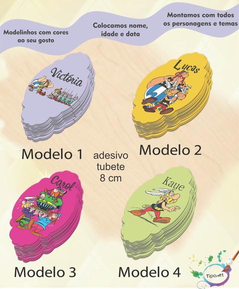 Adesivo para Mini Tubete 8 Cm-asterix