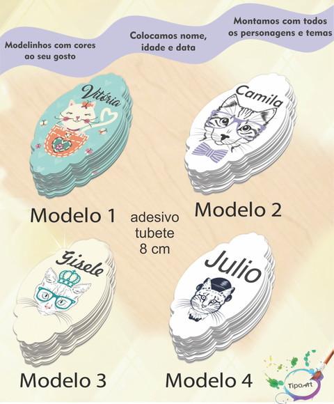 Adesivo para Mini Tubete 8 Cm-gatinho