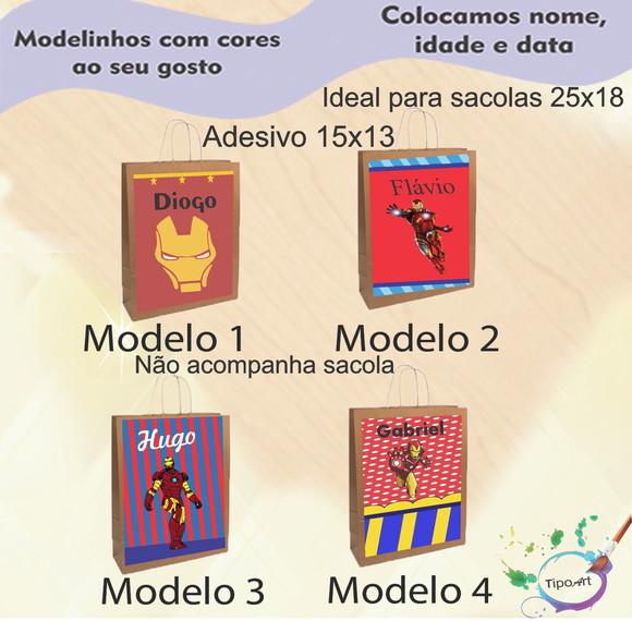 Adesivo para Sacola 15x13 -homem de Ferro