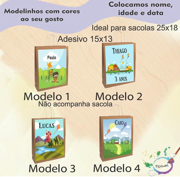 Adesivo para Sacola 15x13 -pipa e Catavento