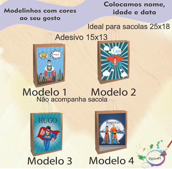 Adesivo para Sacola 15x13 -super Heroi