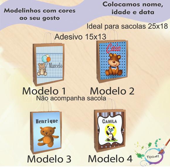 Adesivo para Sacola 15x13 -ursinho