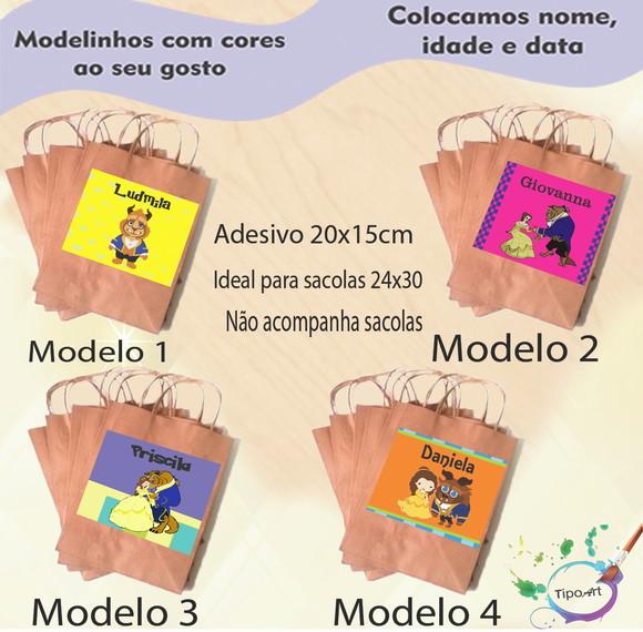 Adesivo para Sacola 20x15 -bela e a Fera