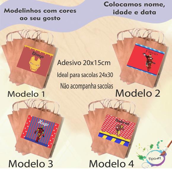 Adesivo para Sacola 20x15 -homem de Ferro