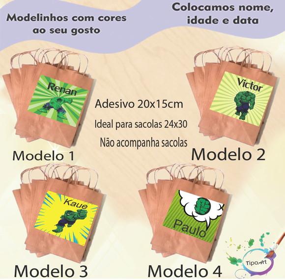 Adesivo para Sacola 20x15 -hulk