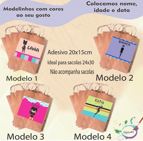 Adesivo para Sacola 20x15 -mulher Gato
