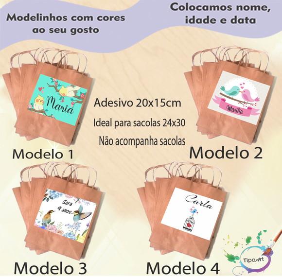 Adesivo para Sacola 20x15 -pássaros