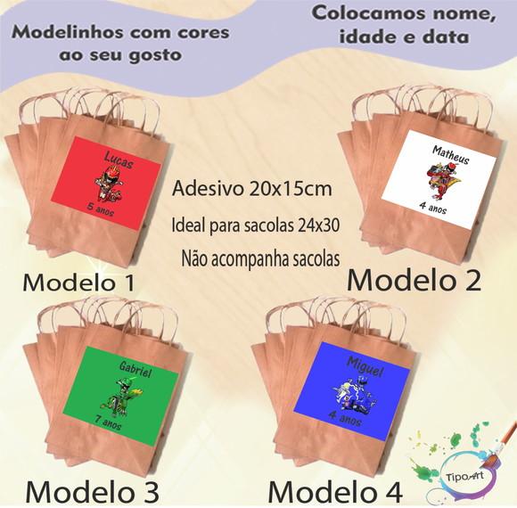 Adesivo para Sacola 20x15 -power Rangers Dino Charge