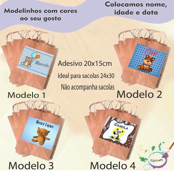 Adesivo para Sacola 20x15 -ursinho
